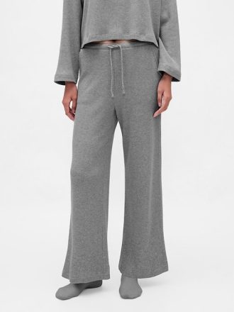 Pyjamahose mit Waffelmuster und weitem Bein