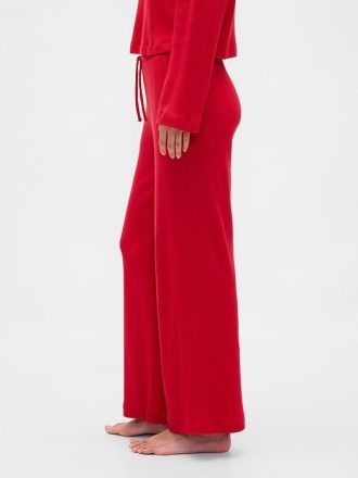 Pyjamahose mit Waffelmuster und weitem Bein