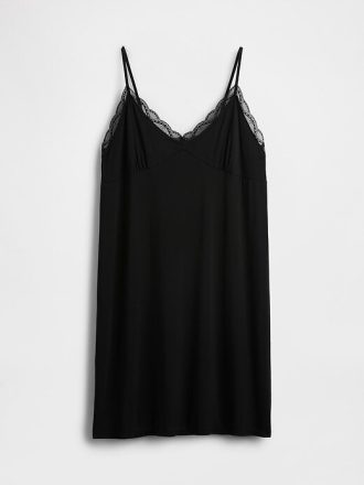 Pyjamakleid aus Modal mit Spitzenbesatz