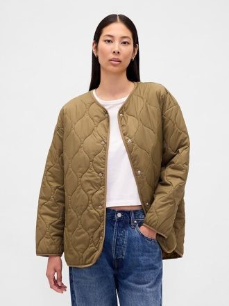Recycelte, leichte, übergroße Stepp-Innenjacke