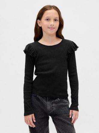 Rippen-Flatter-T-Shirt für Kinder