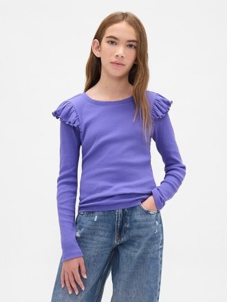 Rippen-Flatter-T-Shirt für Kinder