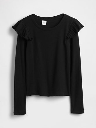 Rippen-Flatter-T-Shirt für Kinder