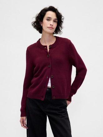Rundhals-Cardigan aus 100 % Baumwolle