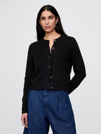 Rundhals-Cardigan aus 100 % Baumwolle