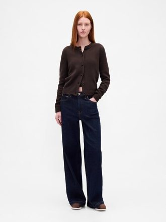 Rundhals-Cardigan aus 100 % Baumwolle
