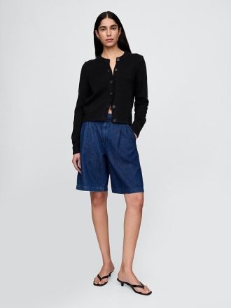 Rundhals-Cardigan aus 100 % Baumwolle