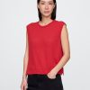Rundhals-Shell-Tanktop aus Leinenmischung