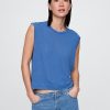 Rundhals-Shell-Tanktop aus Leinenmischung