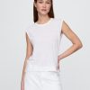 Rundhals-Shell-Tanktop aus Leinenmischung