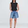 Rundhals-Shell-Tanktop aus Leinenmischung