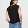 Rundhals-Shell-Tanktop aus Leinenmischung