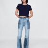 Schlagjeans im Patchwork-Stil der 70er mit hohem Bund