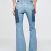 Schlagjeans im Patchwork-Stil der 70er mit hohem Bund