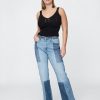 Schlagjeans im Patchwork-Stil der 70er mit hohem Bund