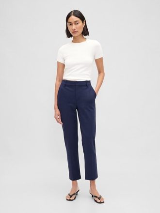Schmale Crop-Hose aus Doppelstrick mit hohem Bund