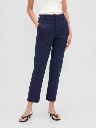 Schmale Crop-Hose aus Doppelstrick mit hohem Bund