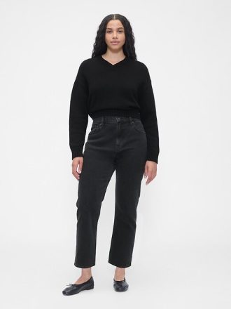 Schmale, gerade Crop-Jeans im Stil der 90er mit hohem Bund