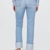 Schmale, gerade Jeans im 90er-Stil mit hohem Bund und Umschlag