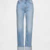 Schmale, gerade Jeans im 90er-Stil mit hohem Bund und Umschlag