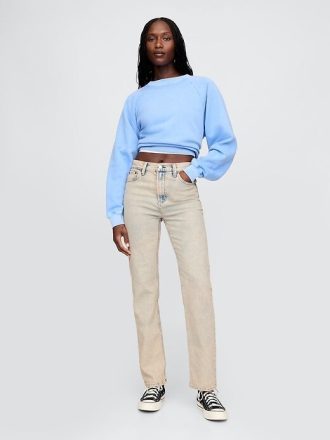 Schmale, gerade Jeans im Stil der 90er mit hohem Bund