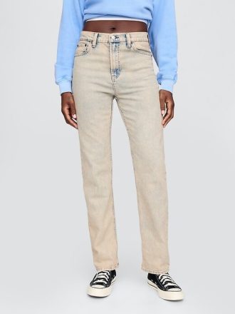 Schmale, gerade Jeans im Stil der 90er mit hohem Bund