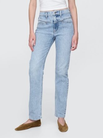 Schmale, gerade Jeans im Western-Stil der 90er mit hohem Bund