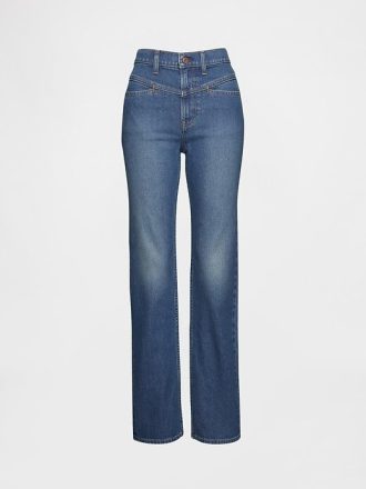 Schmale, gerade Jeans im Western-Stil der 90er mit hohem Bund