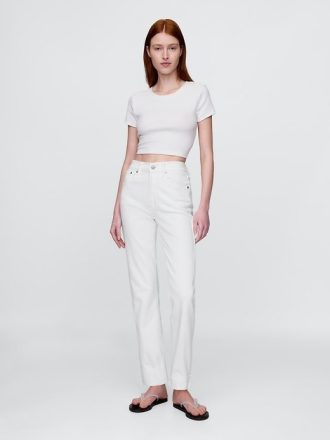 Schmale, gerade Jeans mit hohem Bund im 90er-Stil