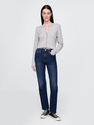 Schmale, gerade Jeans mit hohem Bund im 90er-Stil