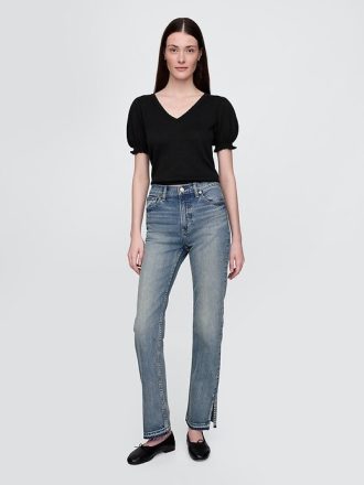 Schmale, gerade Jeans mit hohem Bund im 90er-Stil