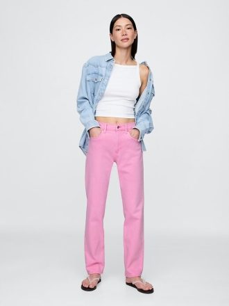 Schmale, gerade Jeans mit hohem Bund im 90er-Stil