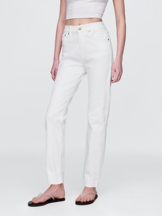 Schmale, gerade Jeans mit hohem Bund im 90er-Stil