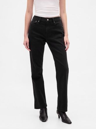 Schmale, gerade Jeans mit hohem Bund im 90er-Stil
