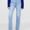 Schmale, gerade Jeans mit hohem Bund im 90er-Stil Schmale, gerade Jeans mit hohem Bund im 90er-Stil