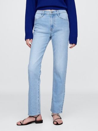 Schmale, gerade Jeans mit hohem Bund im 90er-Stil