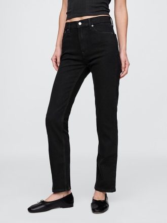 Schmale, gerade Jeans mit hohem Bund im 90er-Stil