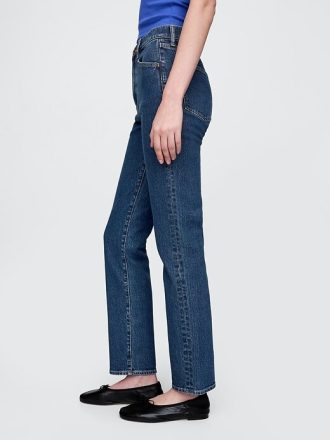 Schmale, gerade Jeans mit hohem Bund im 90er-Stil