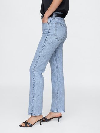 Schmale, gerade Jeans mit hohem Bund im 90er-Stil