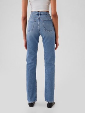 Schmale, gerade Jeans mit hohem Bund im 90er-Stil