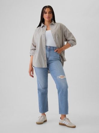 Schmale, gerade Jeans mit hohem Bund im 90er-Stil