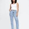 Schmale, gerade Jeans mit hohem Bund im 90er-Stil Schmale, gerade Jeans mit hohem Bund im 90er-Stil