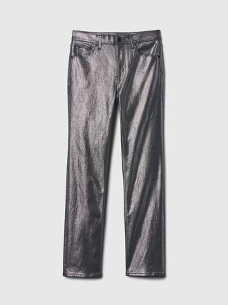Schmale, gerade Jeans mit hohem Bund und Metallic-Effekt im 90er-Stil