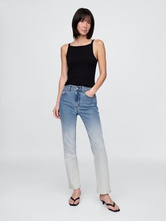 Schmale, gerade Jeans mit hohem Bund und Ombré-Muster im 90er-Stil