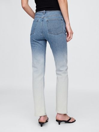 Schmale, gerade Jeans mit hohem Bund und Ombré-Muster im 90er-Stil