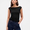 Schulterfreies, gerüschtes Crop-Top