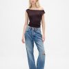 Schulterfreies, gerüschtes Crop-Top