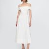 Schulterfreies Midikleid aus Mischgewebe Schulterfreies Midikleid aus Mischgewebe