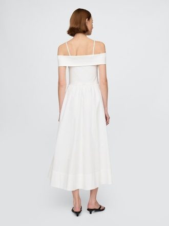 Schulterfreies Midikleid aus Mischgewebe