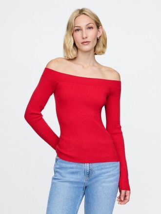 Schulterfreies Pullover-Oberteil